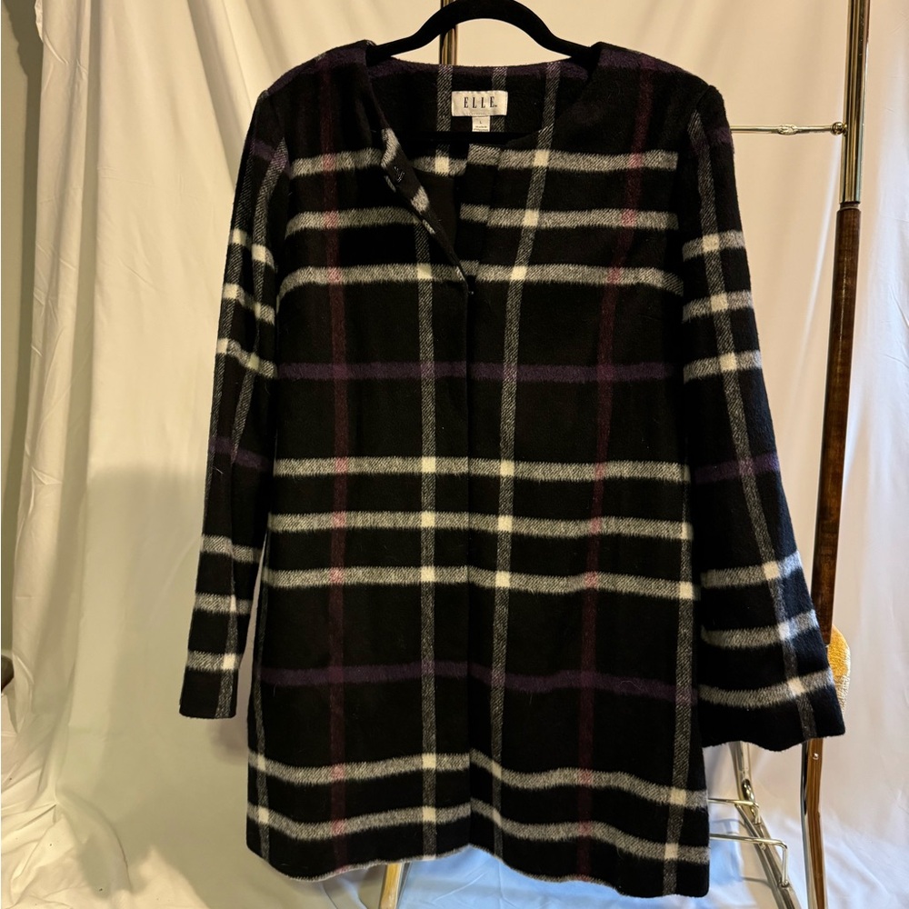 Classic Plaid Wool Peacoat